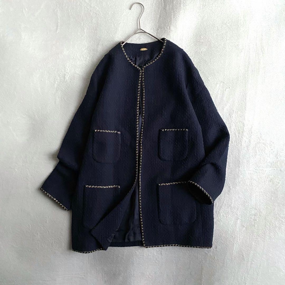【定価5.4万✨】ドゥーズィエムクラス　 chain tweed ジャケット　紺