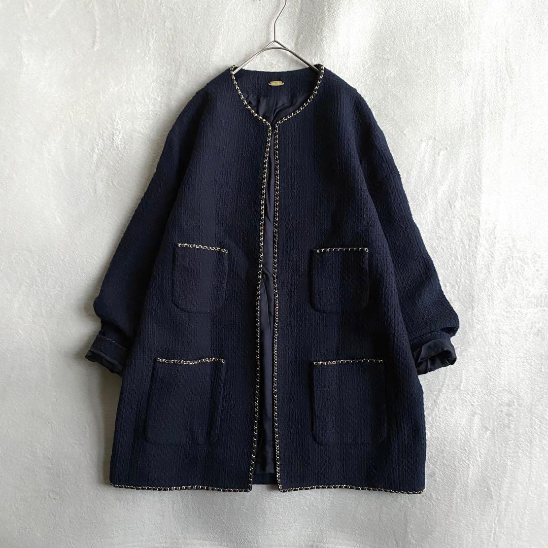 【定価5.4万✨】ドゥーズィエムクラス　 chain tweed ジャケット　紺