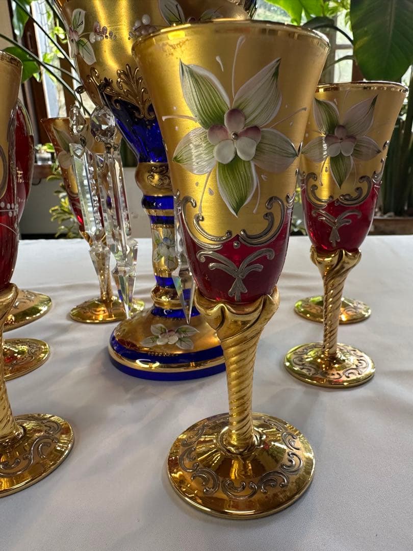 美しいベネチアンガラス製飲料セット