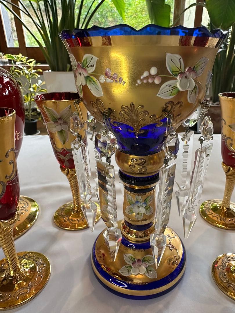 美しいベネチアンガラス製飲料セット