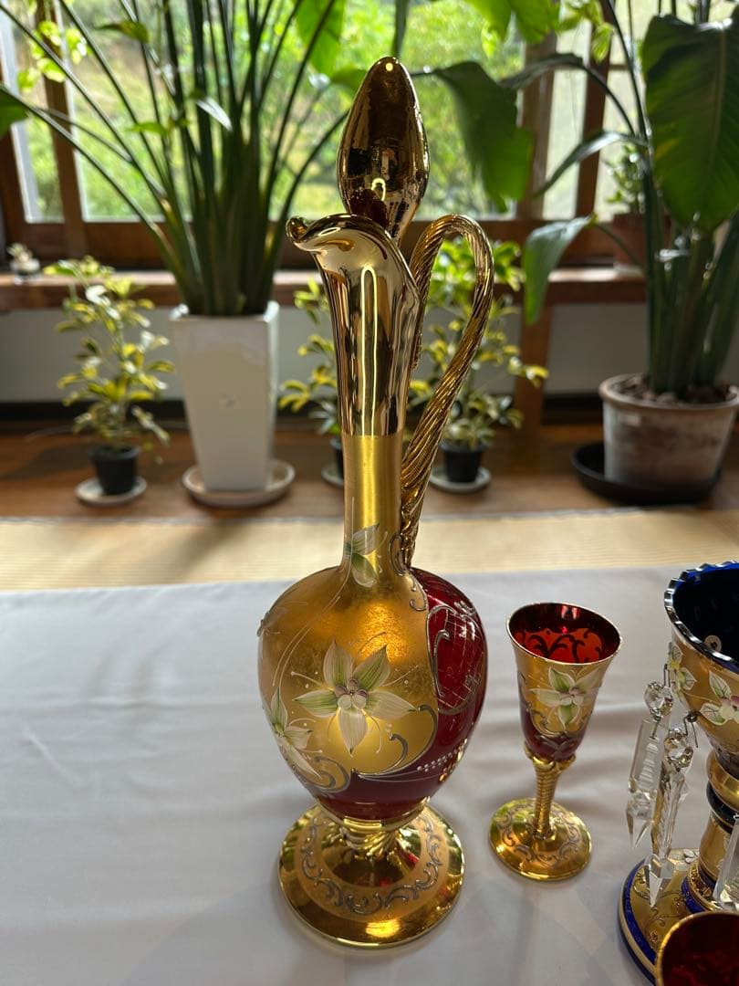 美しいベネチアンガラス製飲料セット