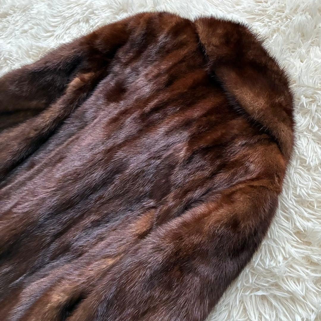 SAGA MINK 銀タグ　ファーコート　ハーフコート　ダークミンク　13号