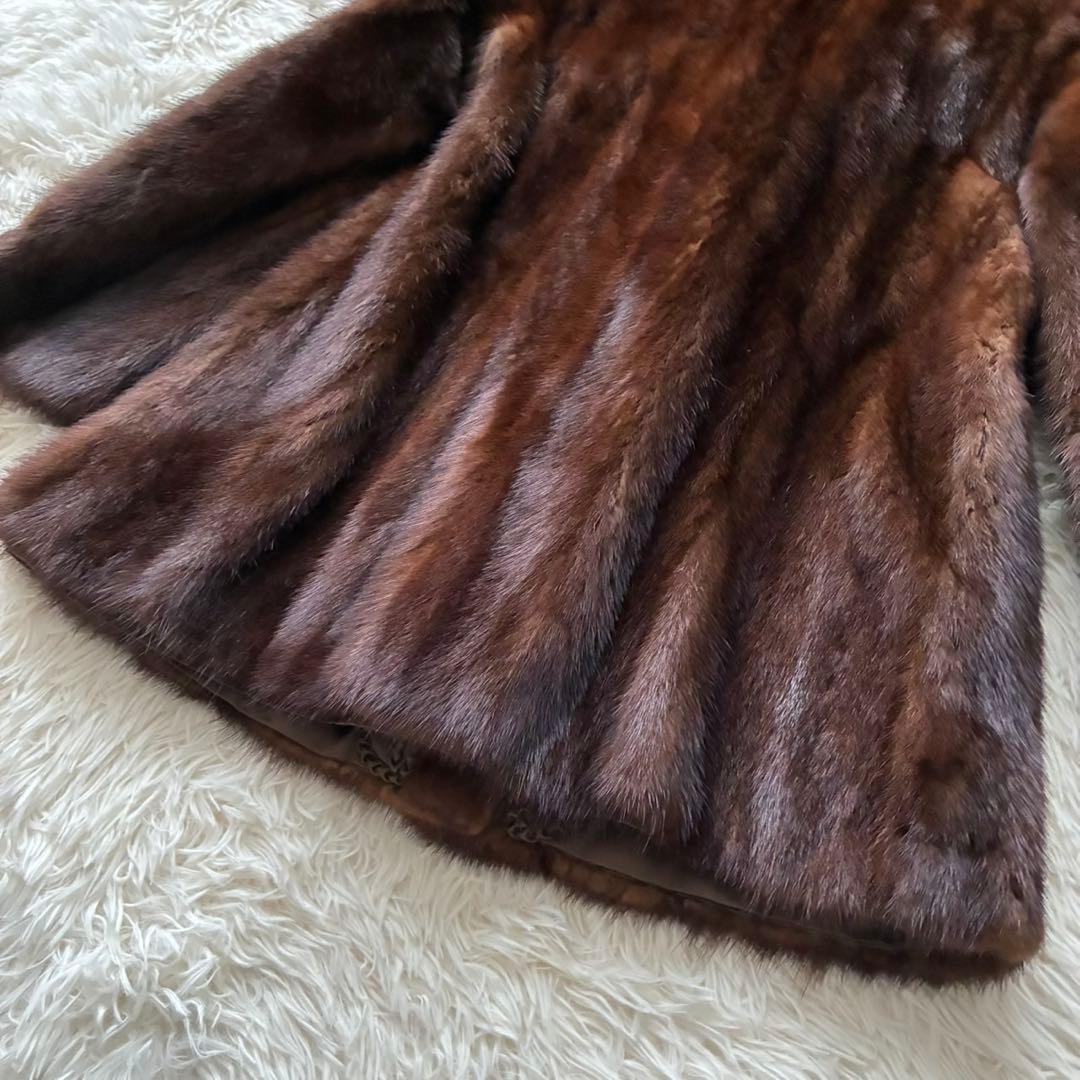 SAGA MINK 銀タグ　ファーコート　ハーフコート　ダークミンク　13号