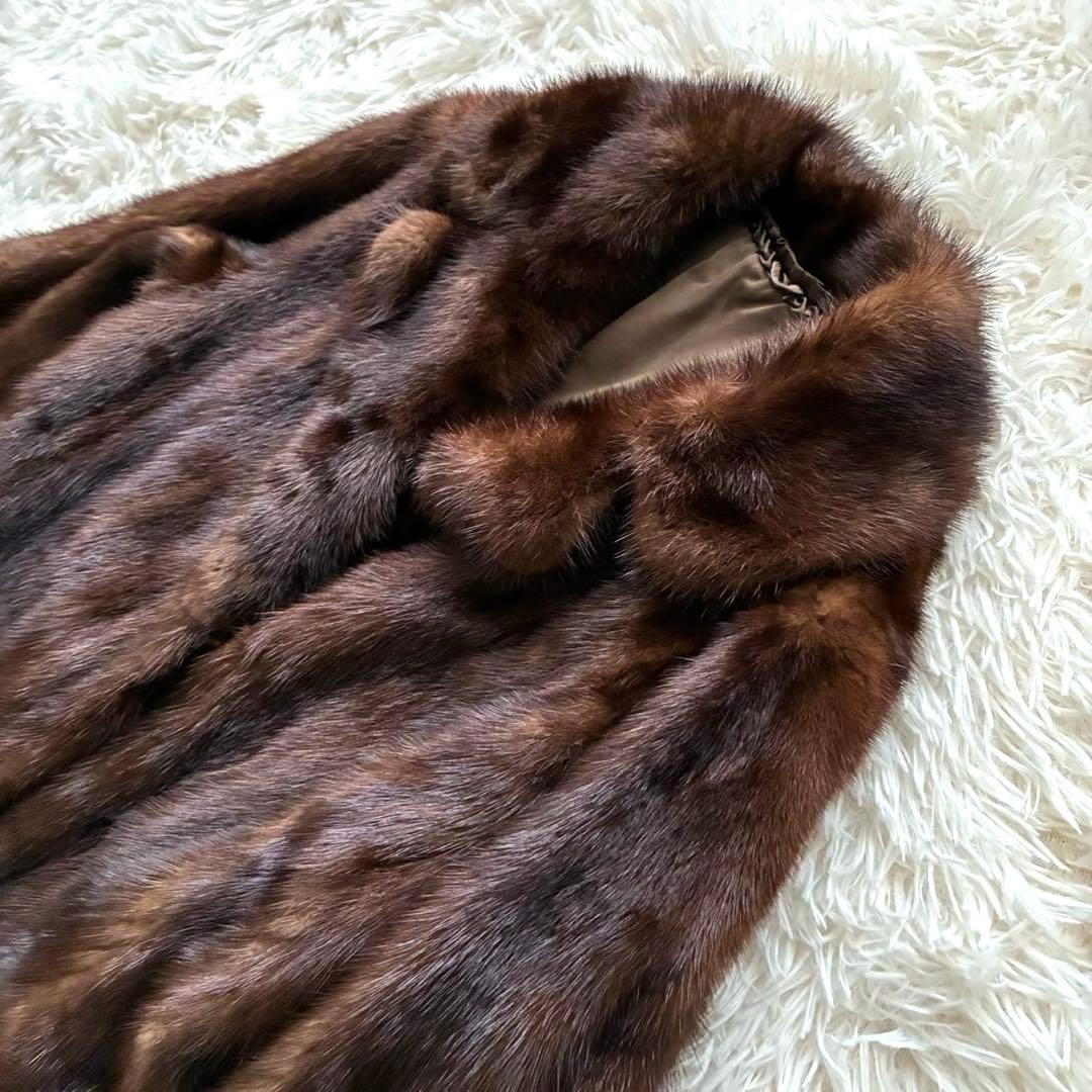 SAGA MINK 銀タグ　ファーコート　ハーフコート　ダークミンク　13号