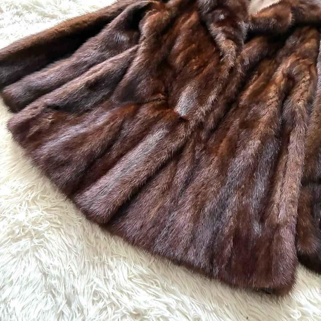 SAGA MINK 銀タグ　ファーコート　ハーフコート　ダークミンク　13号