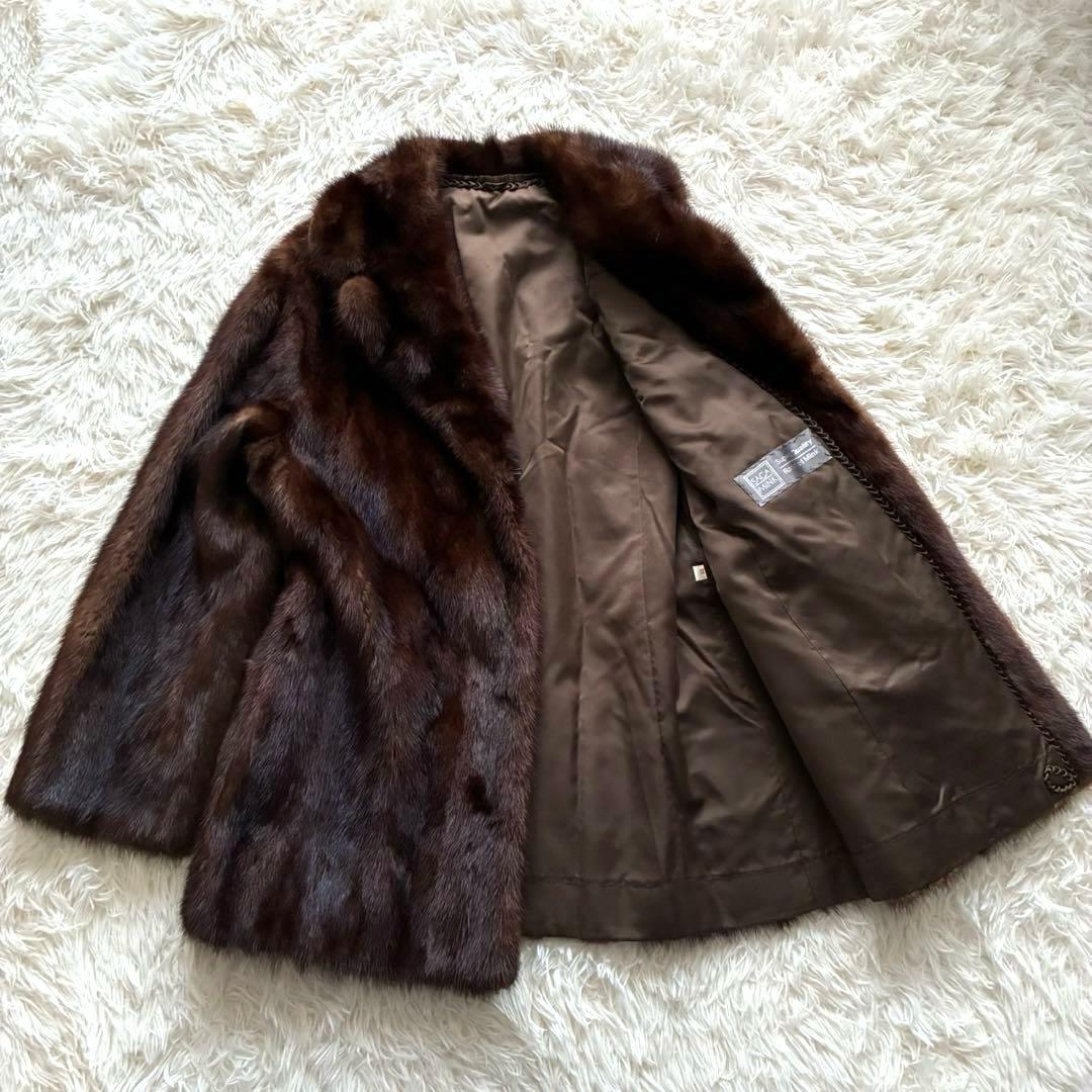 SAGA MINK 銀タグ　ファーコート　ハーフコート　ダークミンク　13号