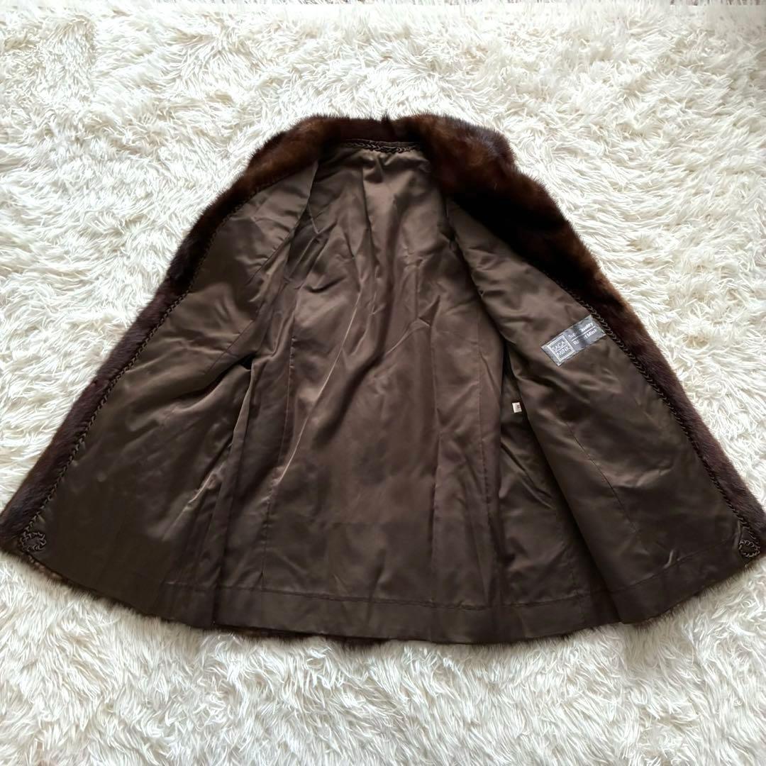 SAGA MINK 銀タグ　ファーコート　ハーフコート　ダークミンク　13号