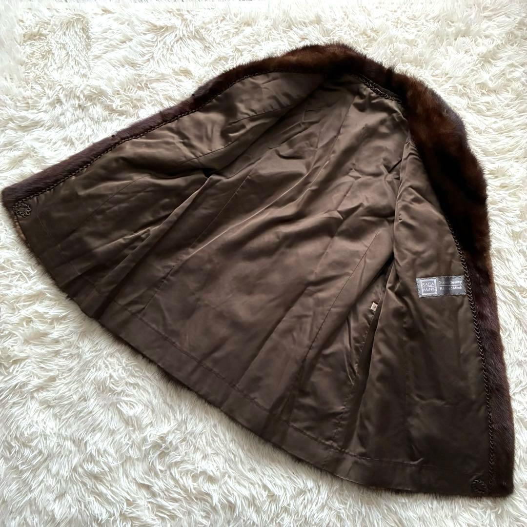 SAGA MINK 銀タグ　ファーコート　ハーフコート　ダークミンク　13号