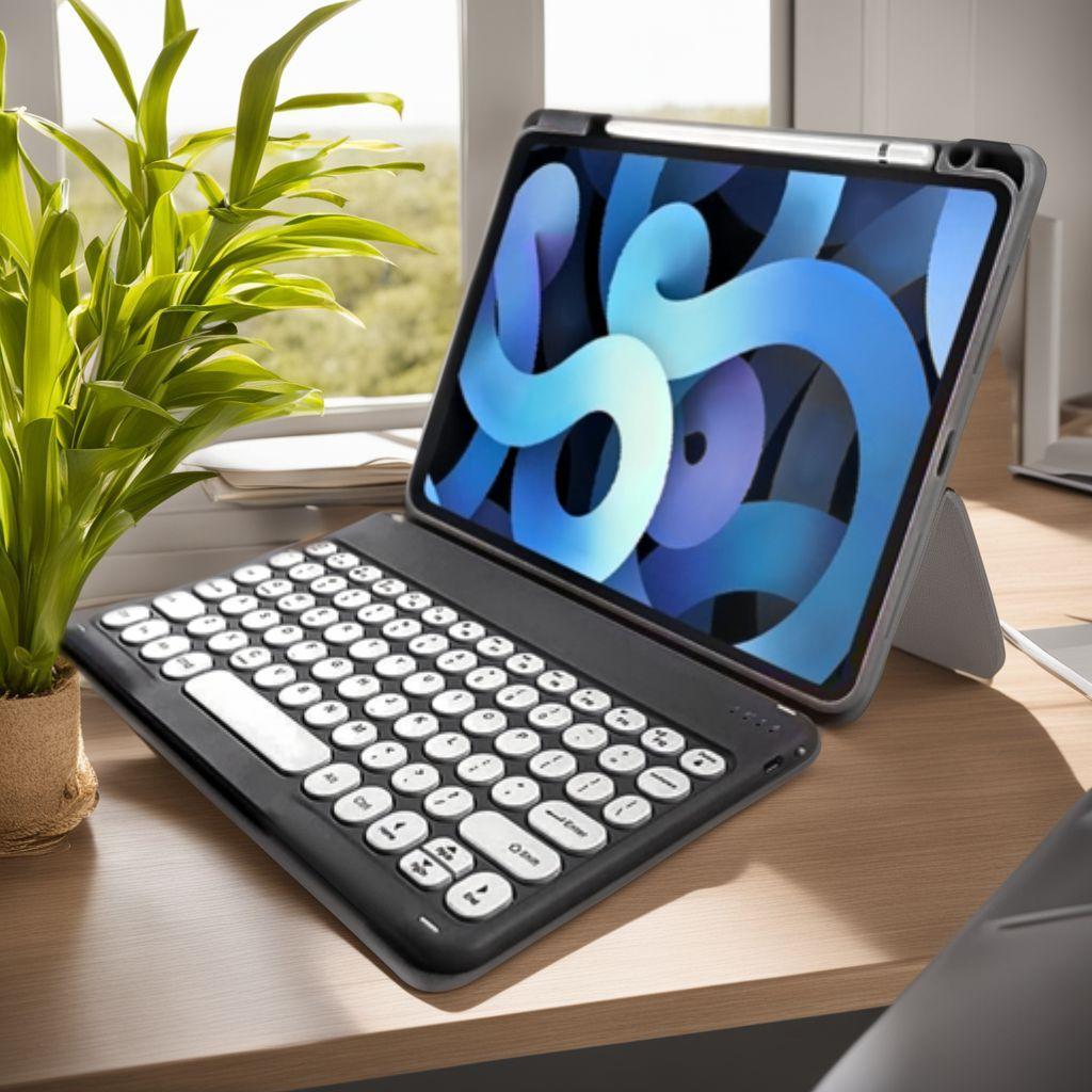 丸いキー アップルペンシル収納充電 iPadキーボードケース