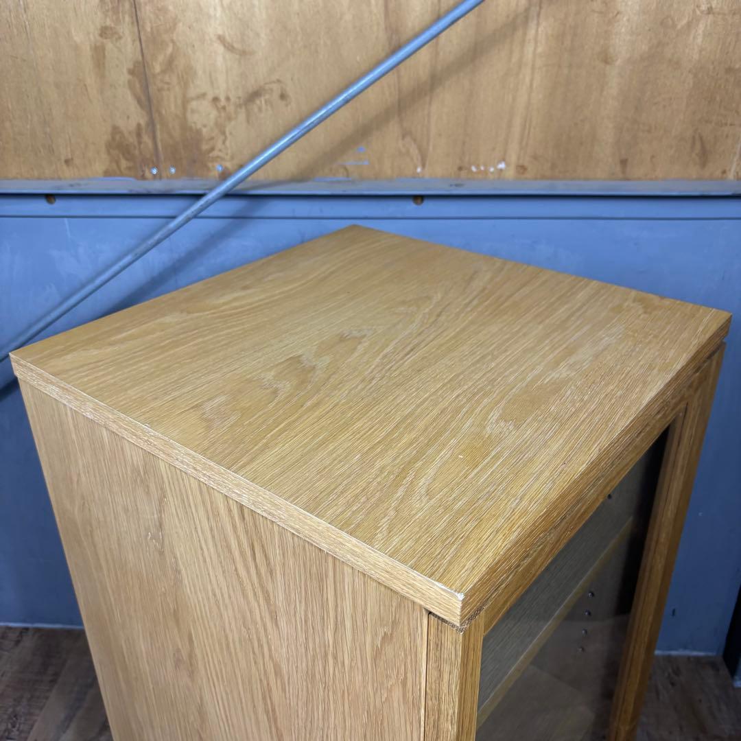 無印良品 木製キャビネット ガラス扉　スリムオーク材突板