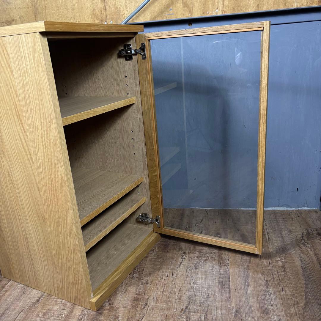 無印良品 木製キャビネット ガラス扉　スリムオーク材突板