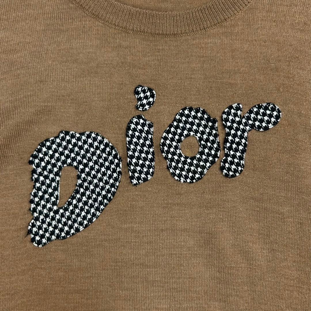 221【美品】ディオール☆ブランドロゴワッペン入りニット セーター 千鳥格子