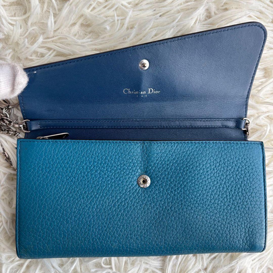 【超激レア 美品】ディオール　ディオリッシモ　チェーンショルダーウォレット　青