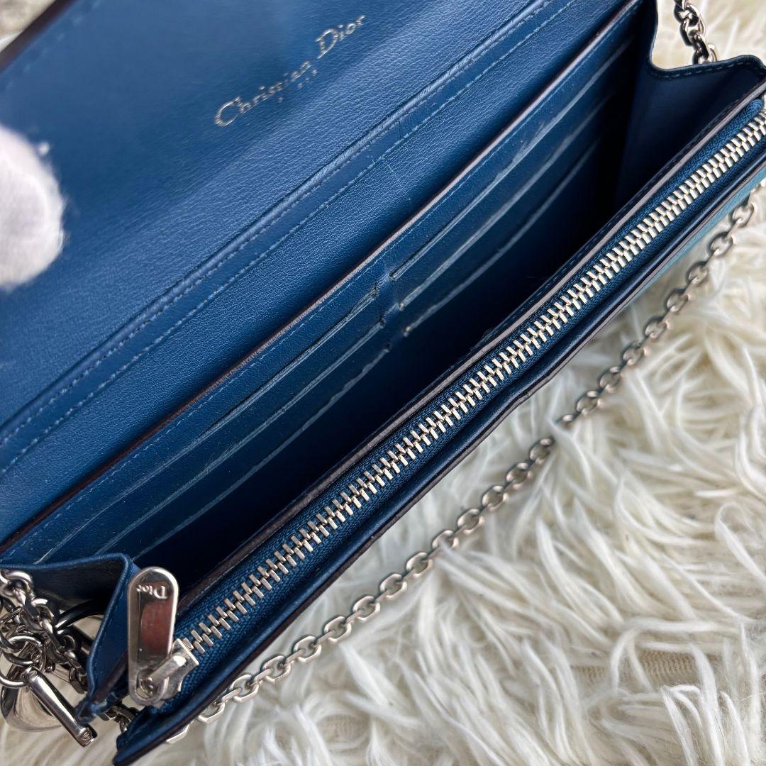 【超激レア 美品】ディオール　ディオリッシモ　チェーンショルダーウォレット　青
