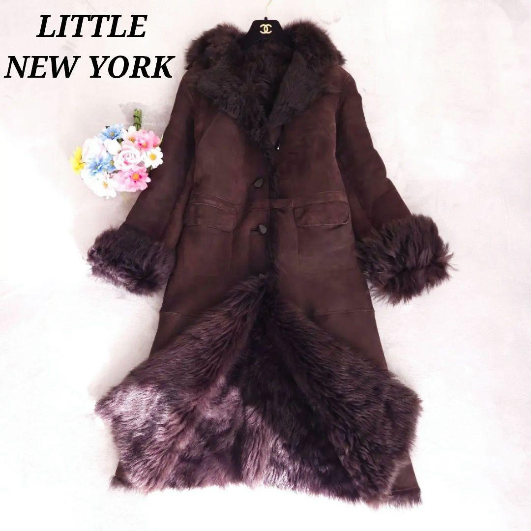 美品 リトルニューヨーク 高級 羊革 リアルファー ムートンコート ロング