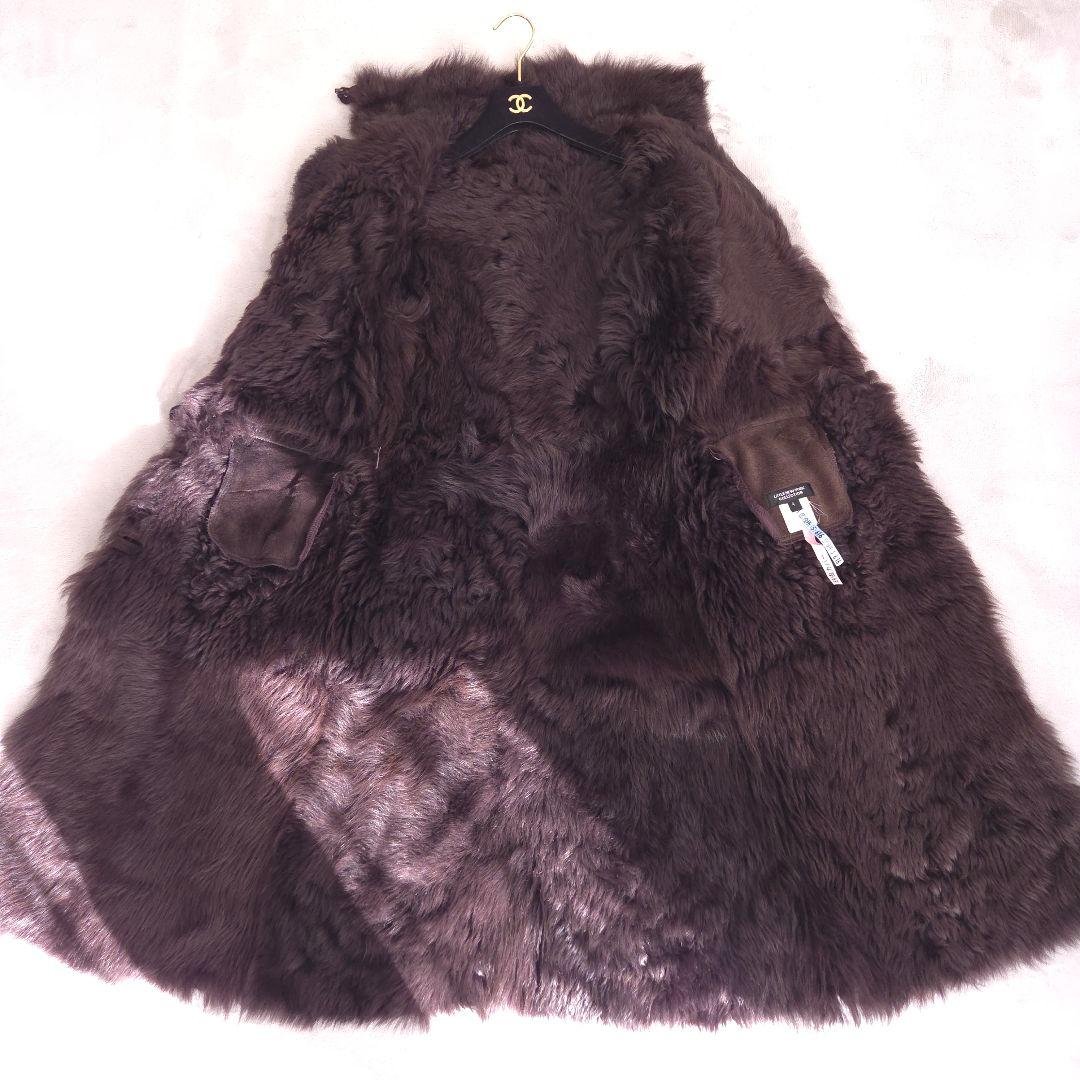 美品 リトルニューヨーク 高級 羊革 リアルファー ムートンコート ロング
