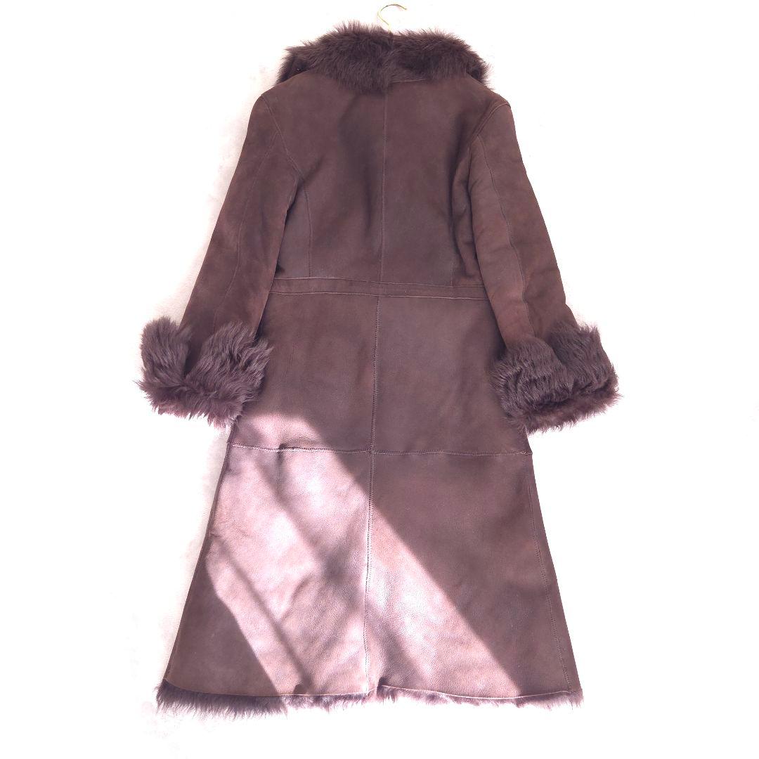 美品 リトルニューヨーク 高級 羊革 リアルファー ムートンコート ロング
