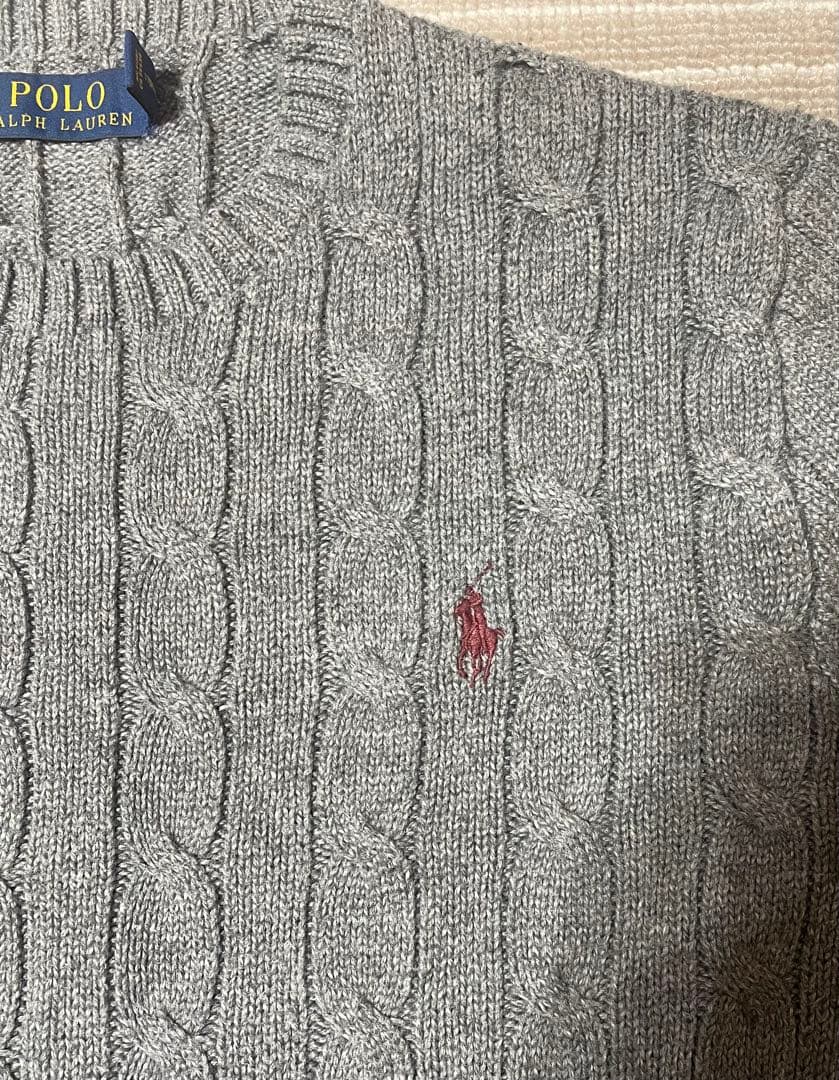 ポロラルフローレン　ケーブルニットセーター Sサイズ　グレー