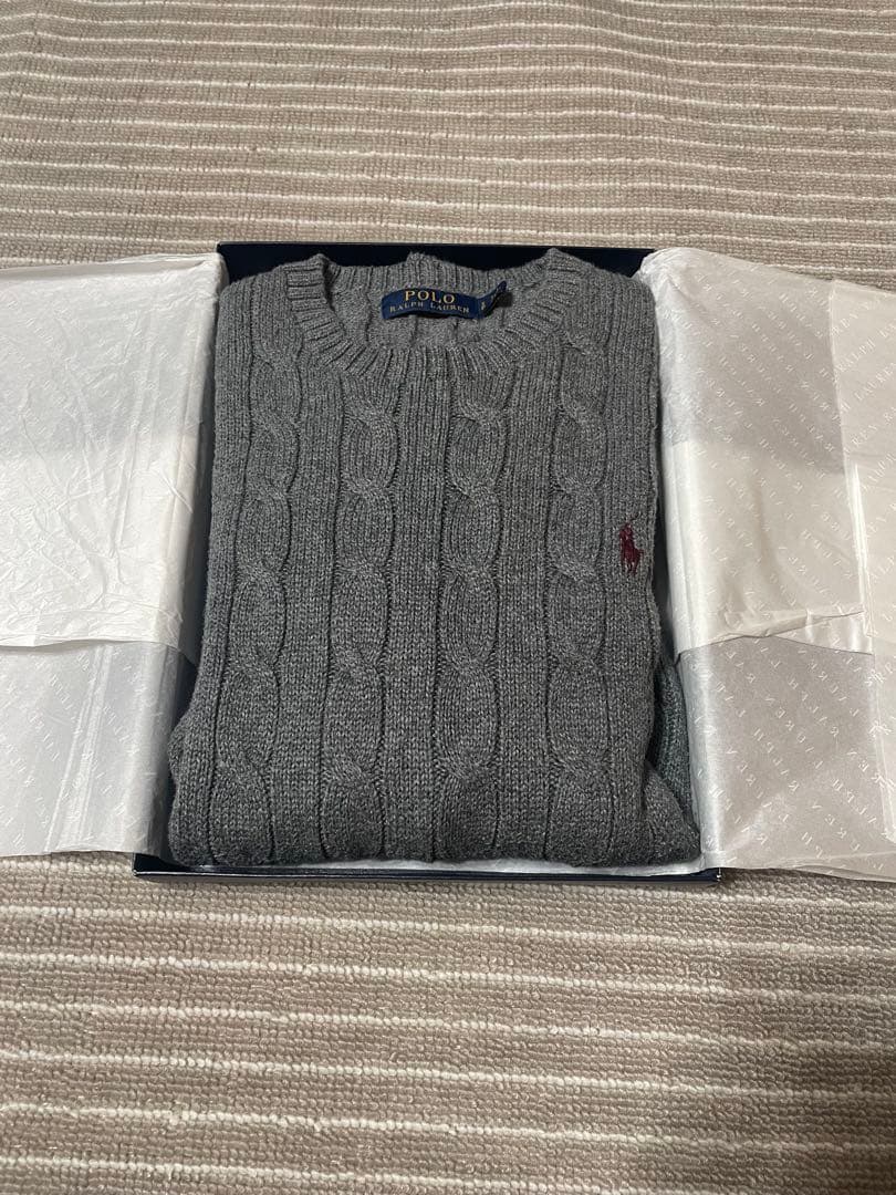 ポロラルフローレン　ケーブルニットセーター Sサイズ　グレー