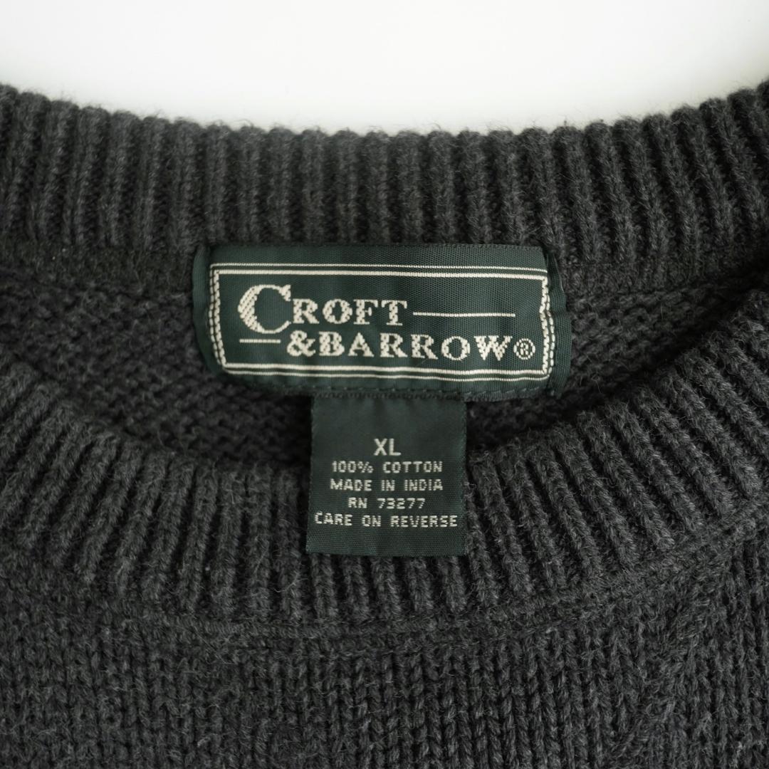 CROFT&BARROW 90s クルーネックコットンニット チャコール XL.