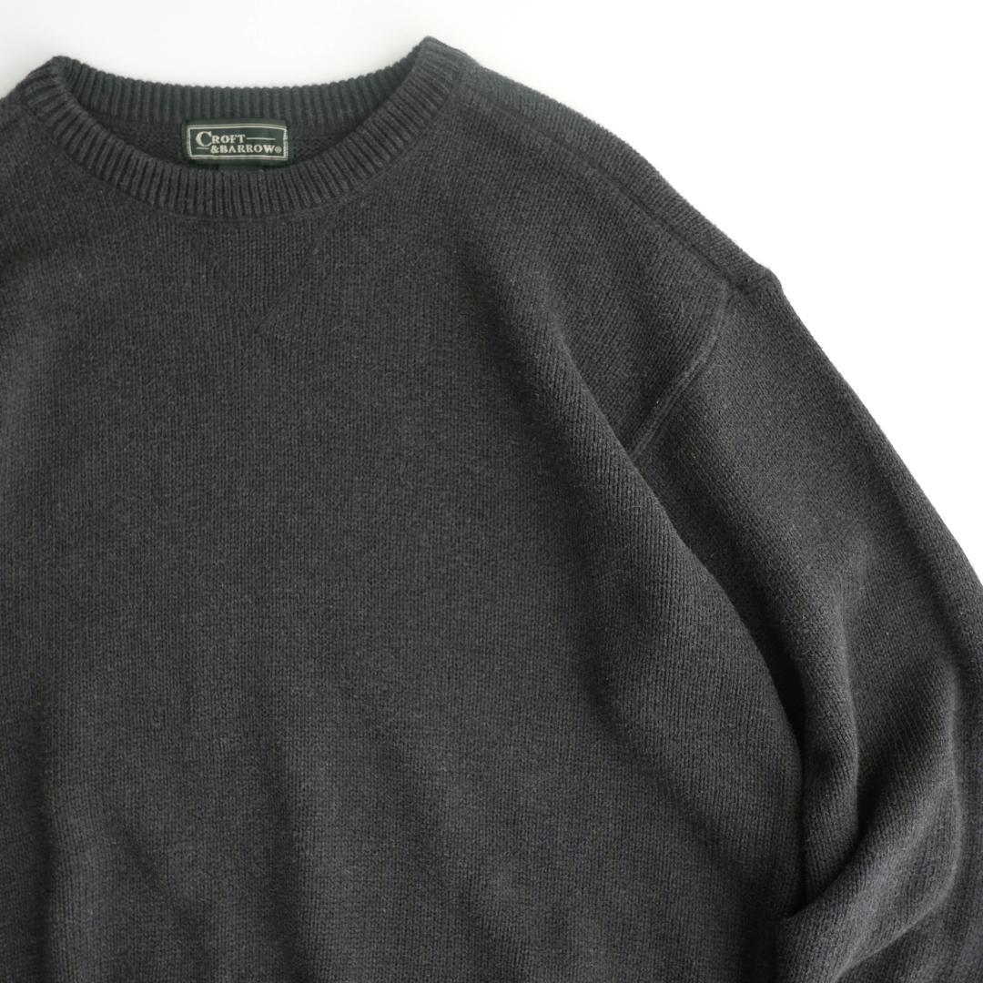 CROFT&BARROW 90s クルーネックコットンニット チャコール XL.