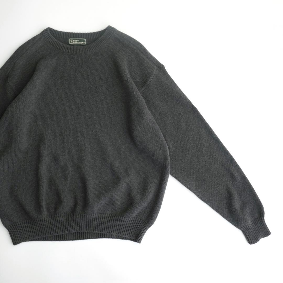 CROFT&BARROW 90s クルーネックコットンニット チャコール XL.