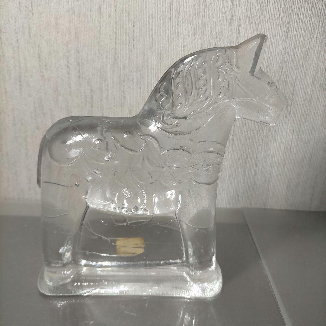ひなすけ スウェーデン製 クリアガラス馬のオブジェ
