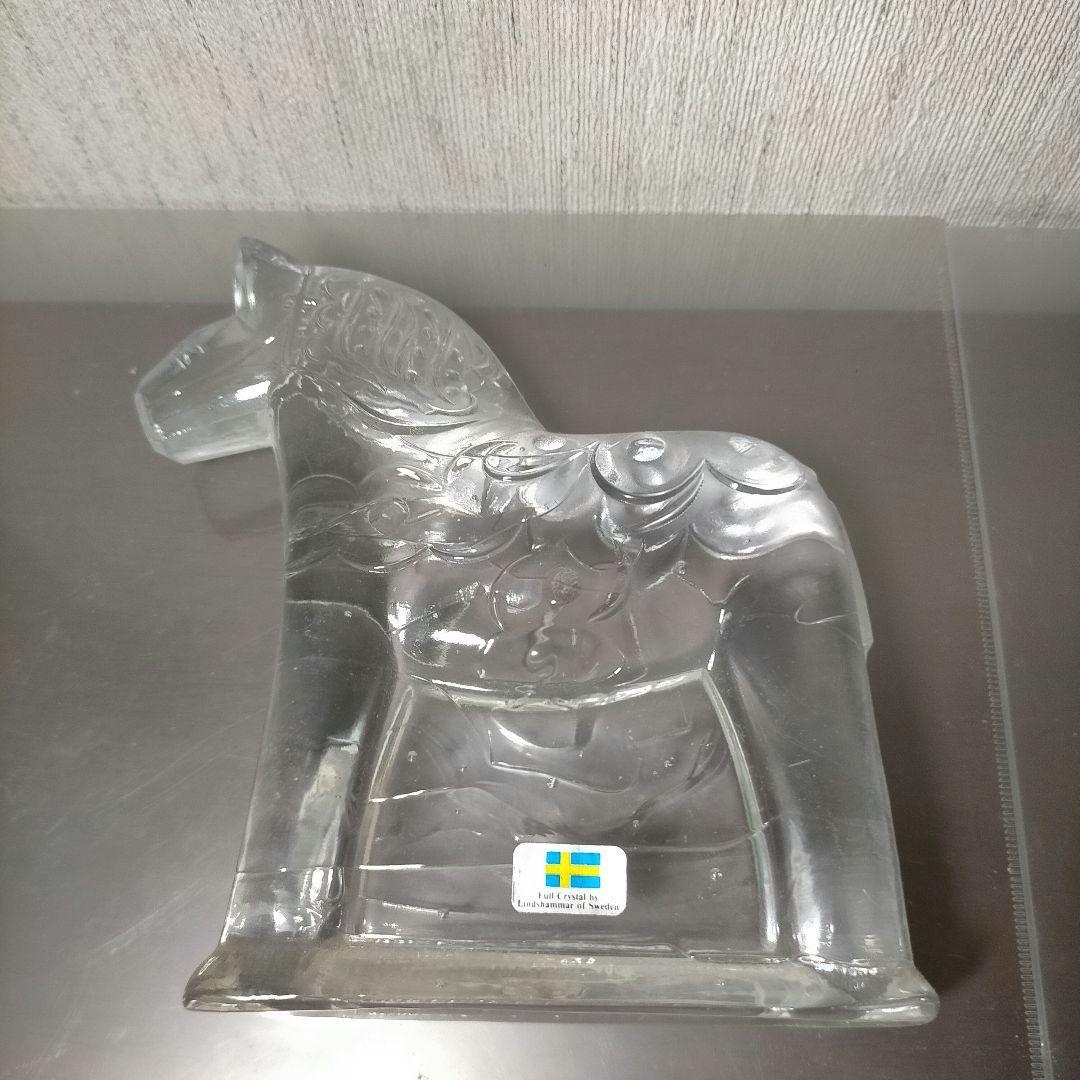 ひなすけ スウェーデン製 クリアガラス馬のオブジェ