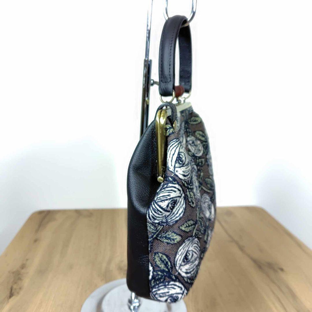 【専用】ミナペルホネン/rosyロージィーブラウン/木玉がま口ショルダー革