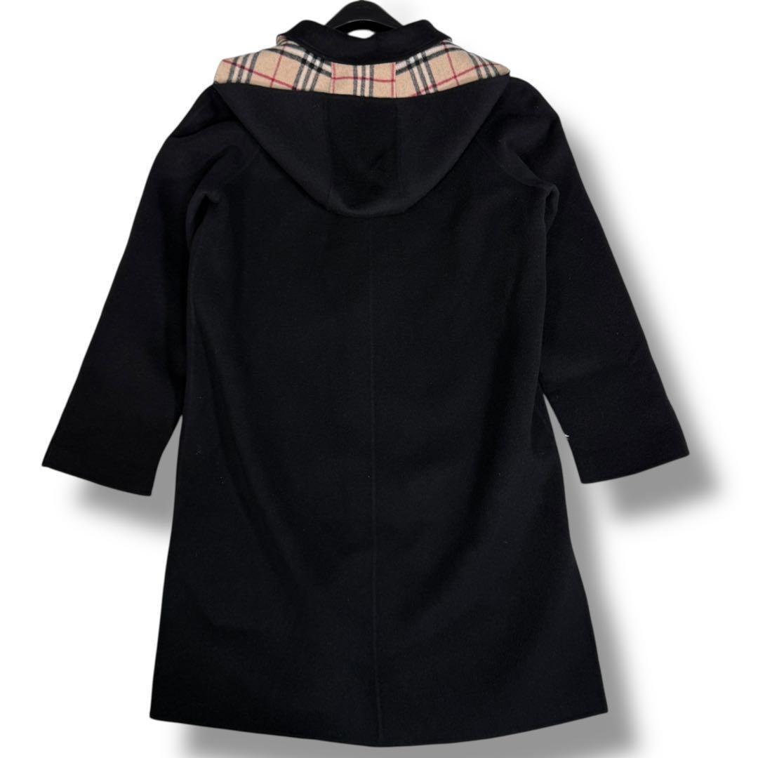 極美品 バーバリーロンドン カシミヤ混 ノバチェック 2way ロングコート 黒