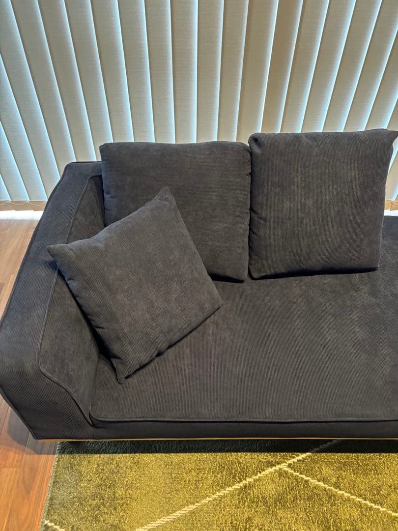 まさる　コーデュロイ カウチソファ 天然木 オットマン付　仙台市手渡し