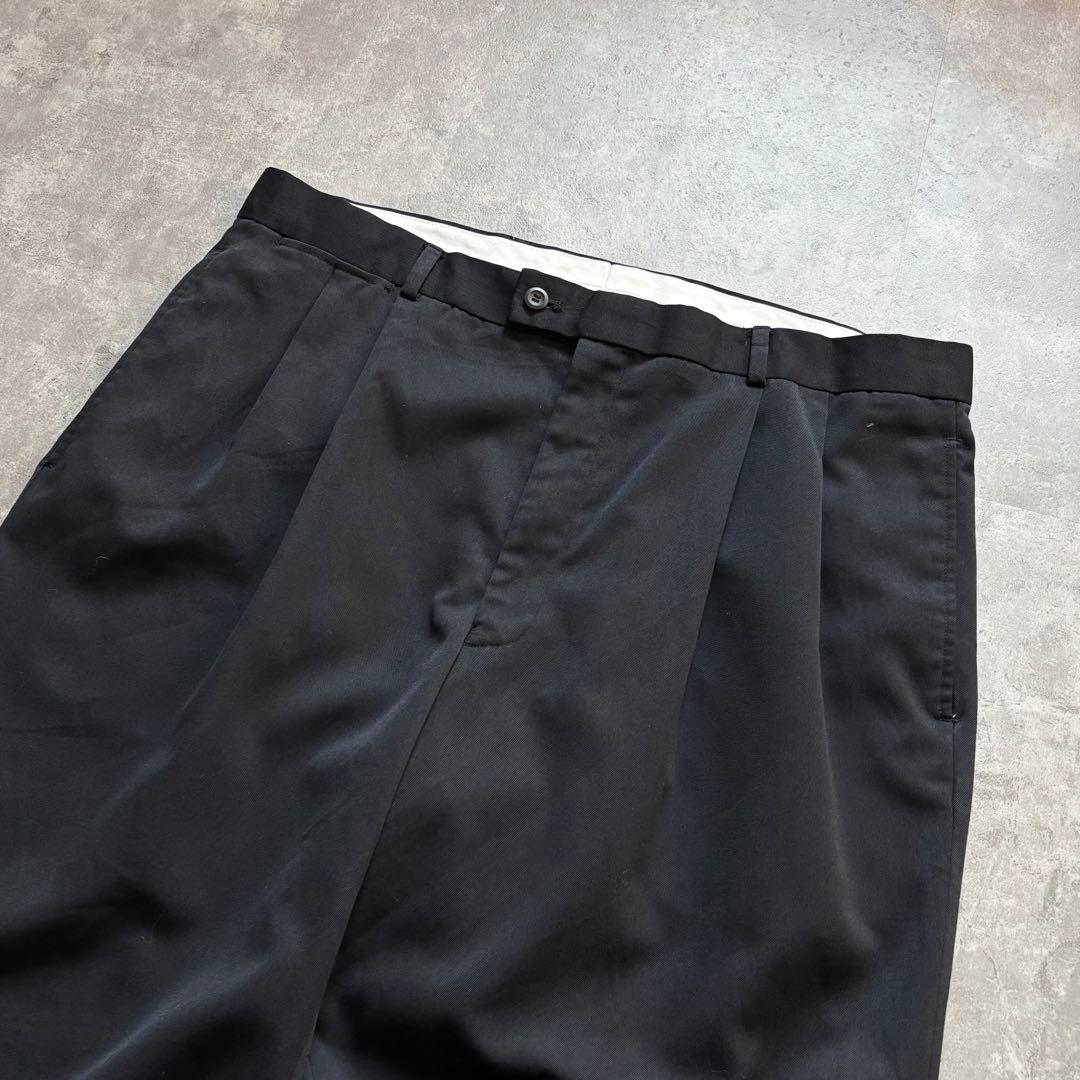 希少◎ヴィンテージ古着 レーヨン混 2タックワイドスラックス 黒 W38 L30