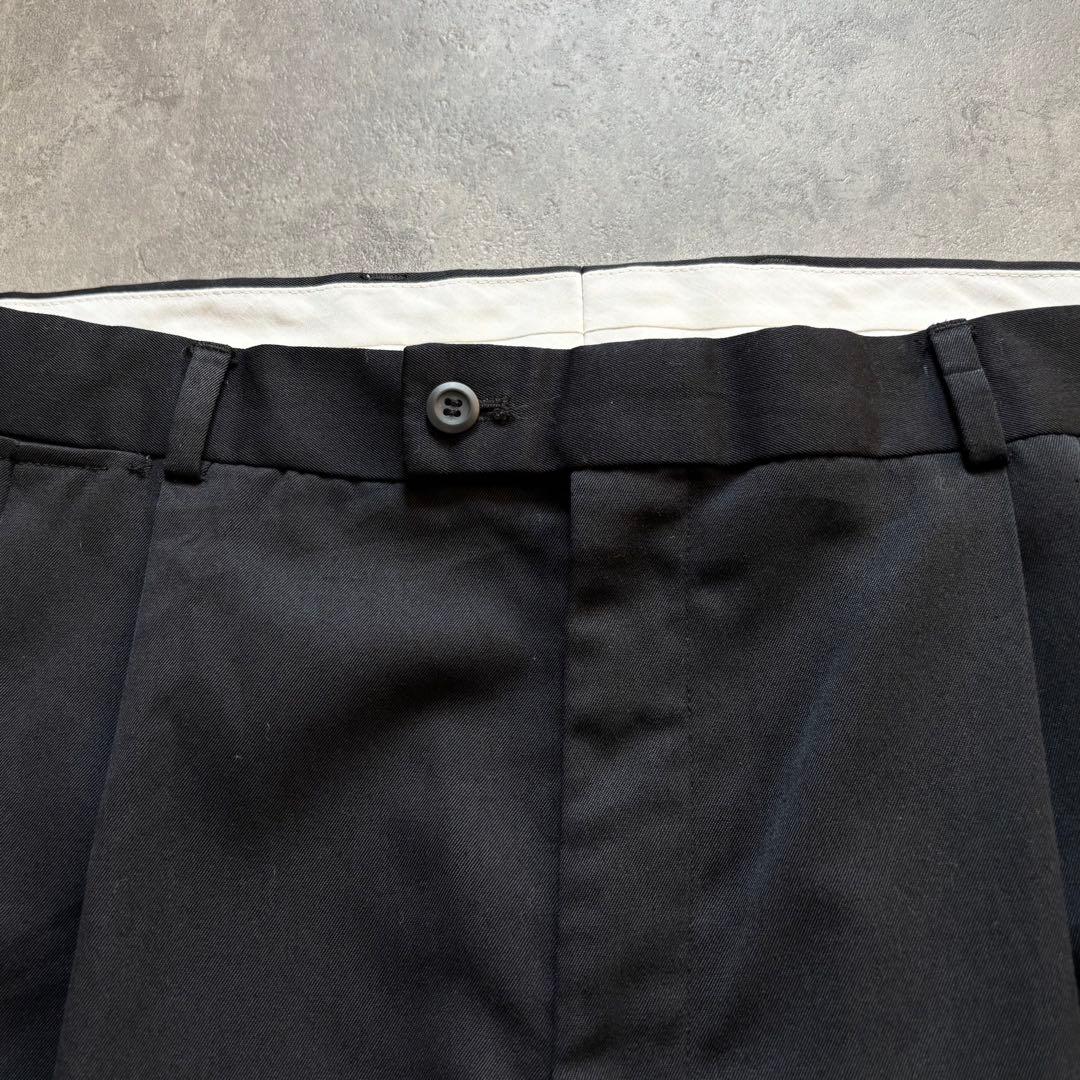 希少◎ヴィンテージ古着 レーヨン混 2タックワイドスラックス 黒 W38 L30
