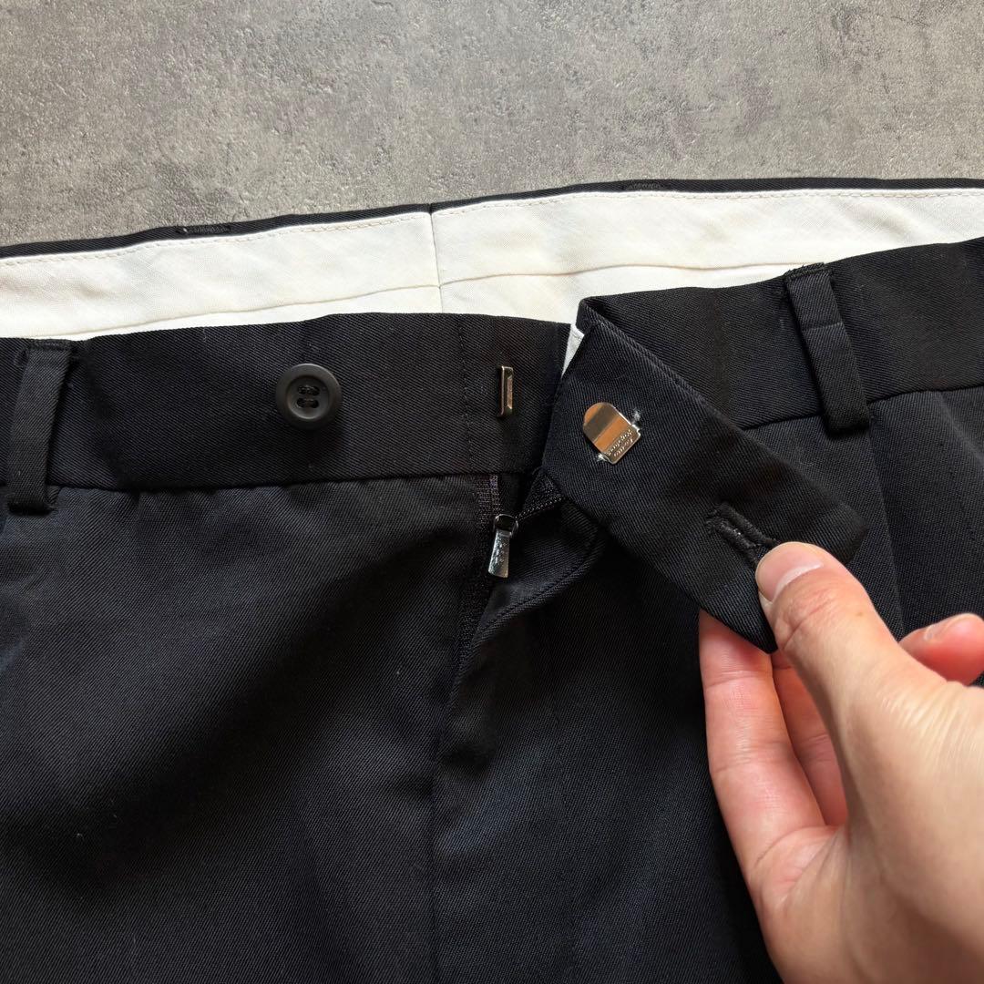 希少◎ヴィンテージ古着 レーヨン混 2タックワイドスラックス 黒 W38 L30