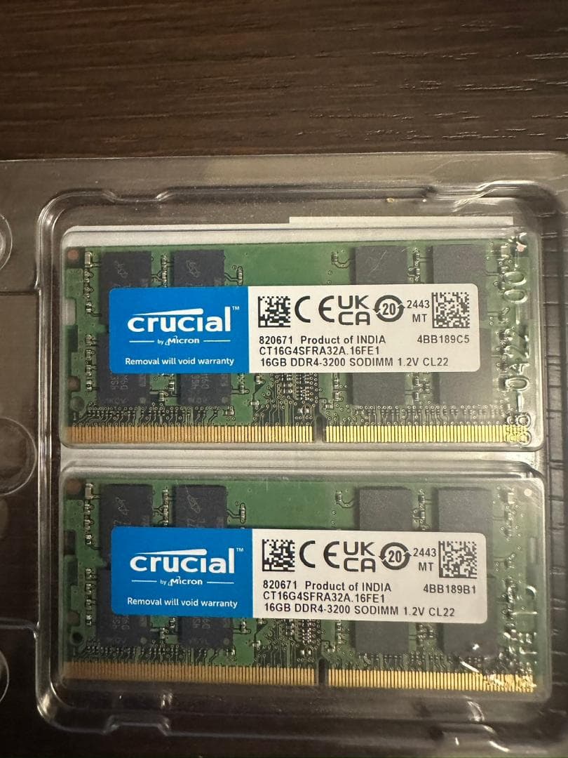 新品 Crucial ノートPC メモリ DDR4-3200 16GB × 2枚