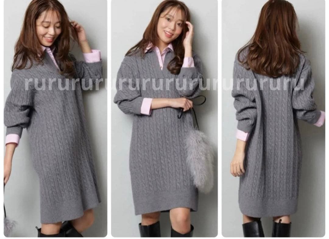 完売カラー★新品タグ付★JUSGLITTY レイヤードケーブルミニワンピース