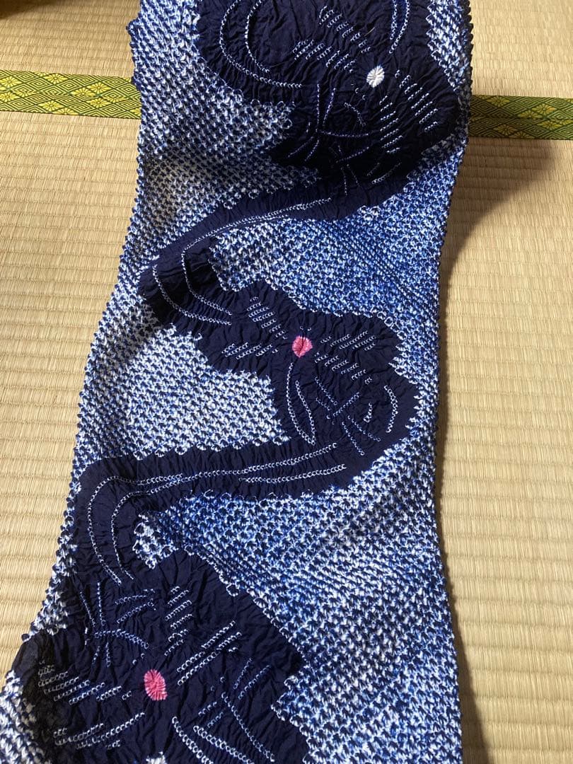 有松絞り 反物 紺