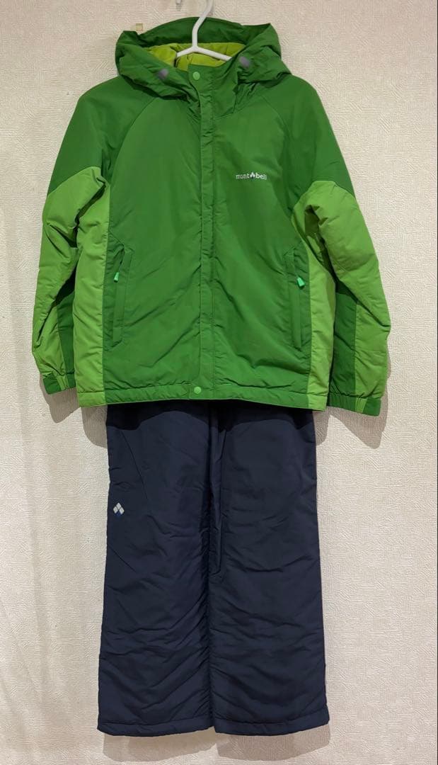 極美品＊モンベル パウダーライト ジャケット・ビブ スキーウェア上下セット150