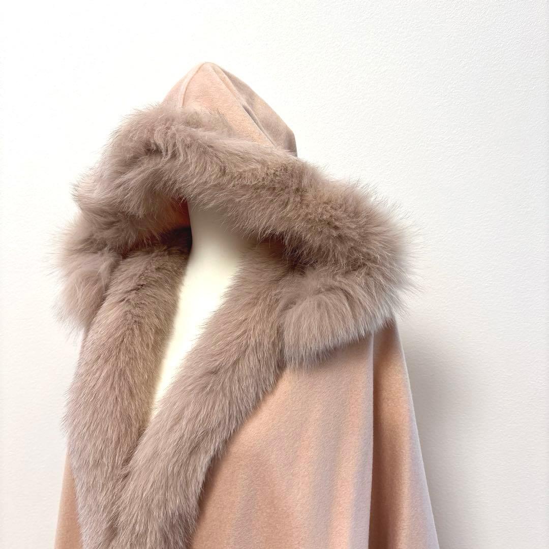 JEAN-LOUIS SCHERRER カシミヤ フォックス ケープ ポンチョ