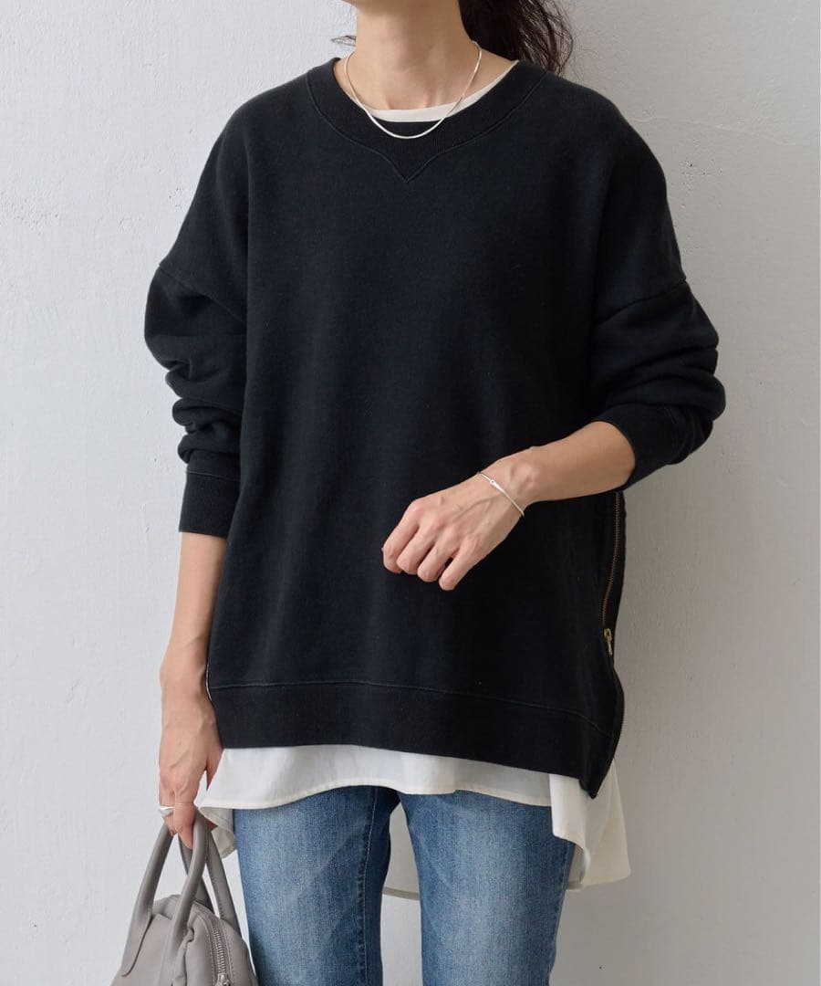 ビアズリー　サイドジッパープルオーバー　 ブラック