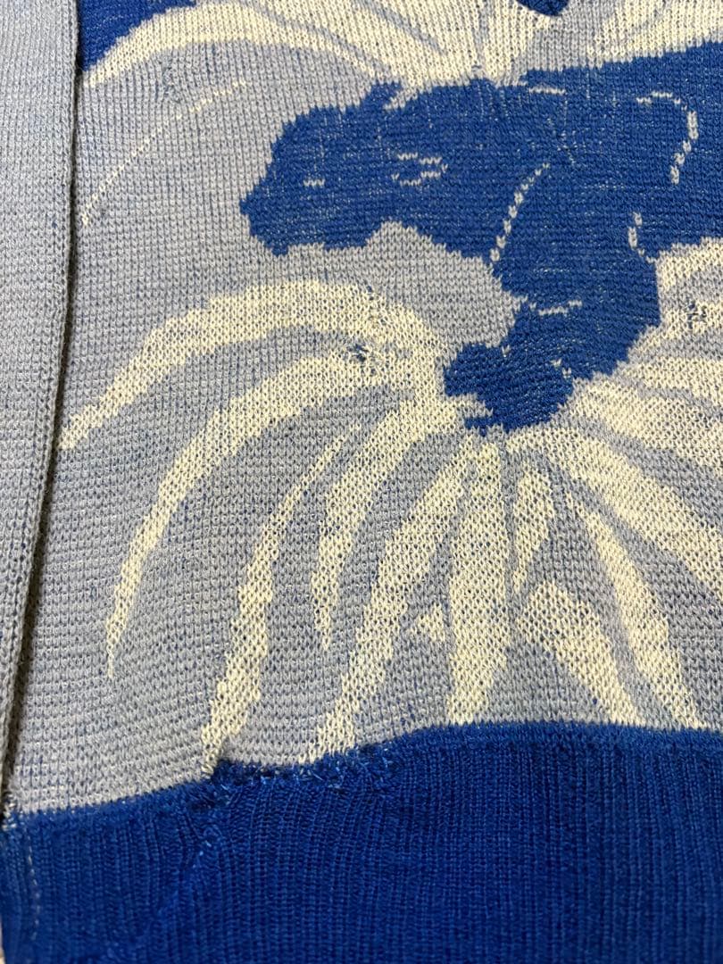 無*ー様 50s ジャガードニット　パンサー　オンブック　青　スペシャル