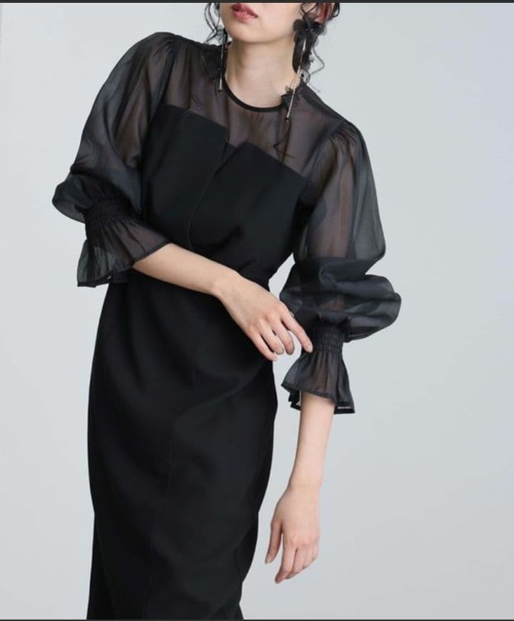 atlo シフォンビスチェタイトワンピース　パーティードレス XL シースルー