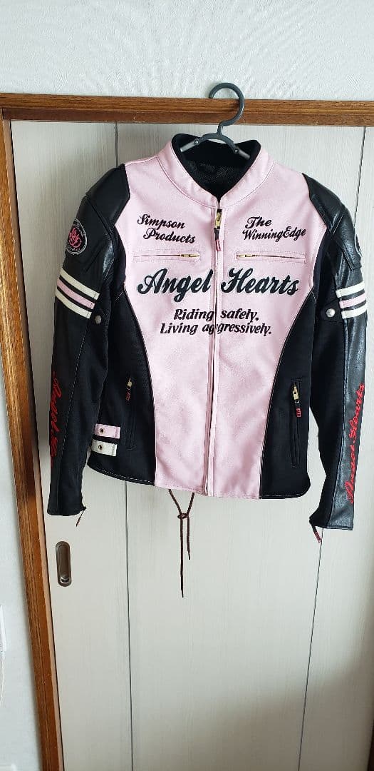 Angel Hearts ライダースジャケット ピンク/ブラック