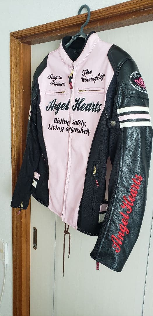 Angel Hearts ライダースジャケット ピンク/ブラック