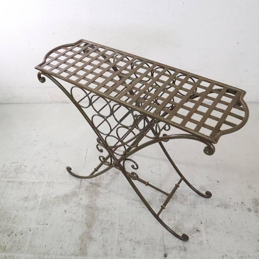 アンティーク調 アイアン サイドテーブル ワインラック ボトルホルダー