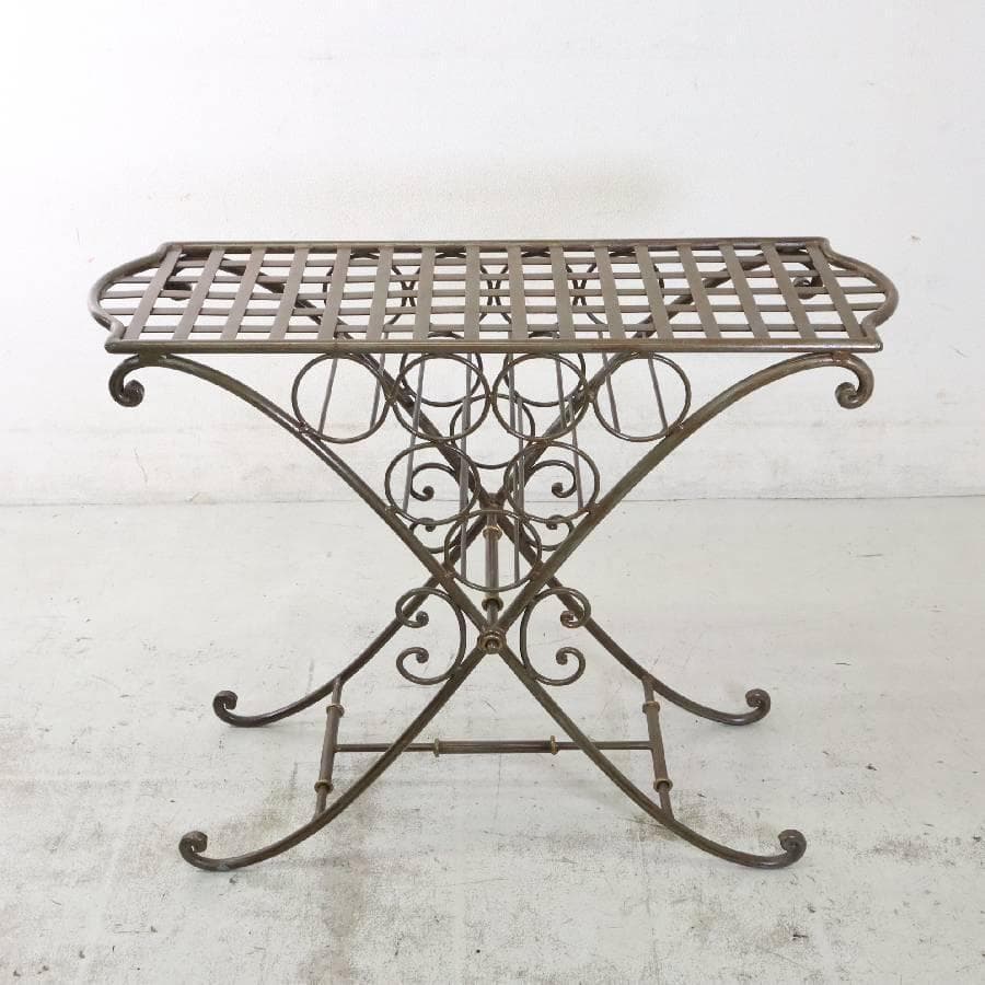 アンティーク調 アイアン サイドテーブル ワインラック ボトルホルダー