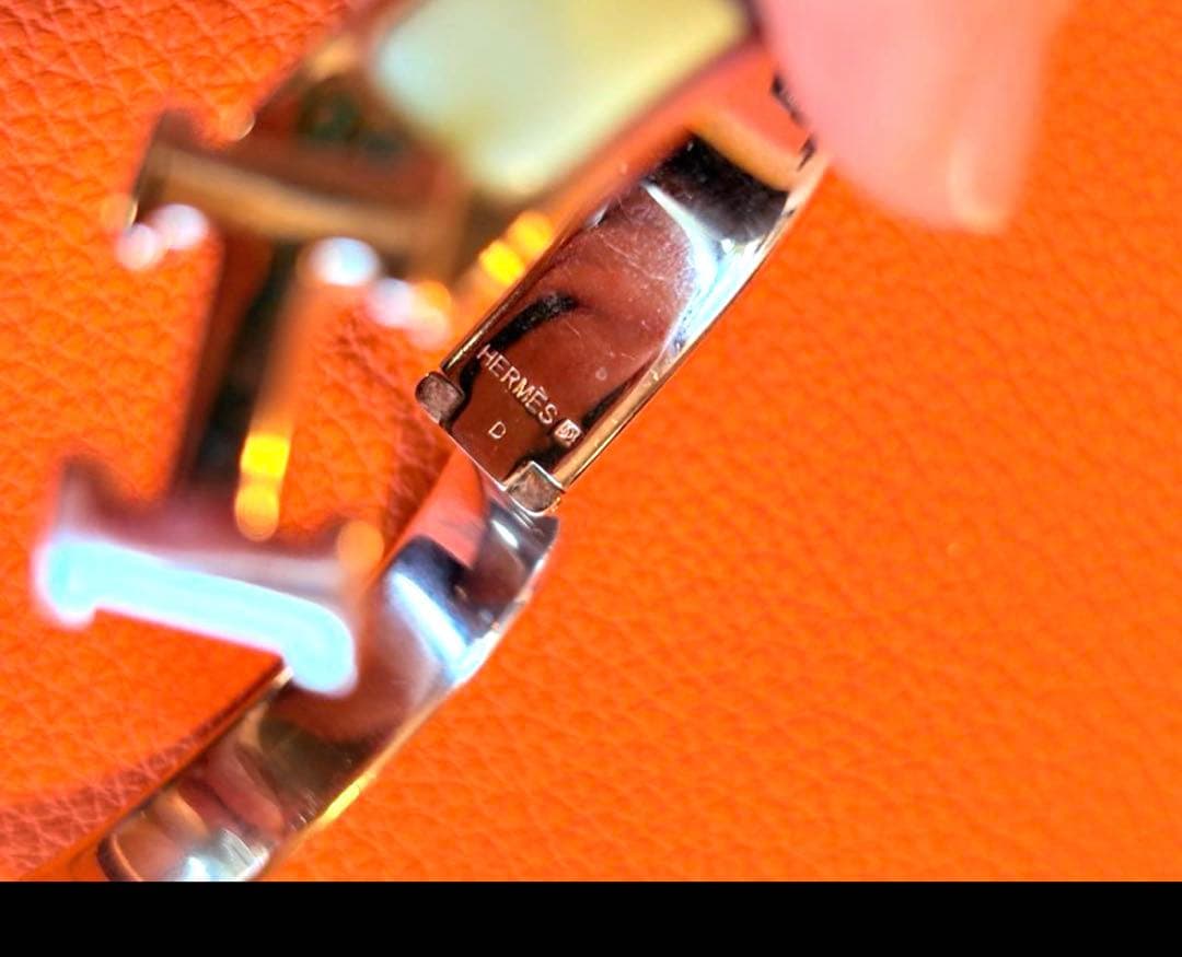 【エルメス】シルバー&水色　バングル H型留め具