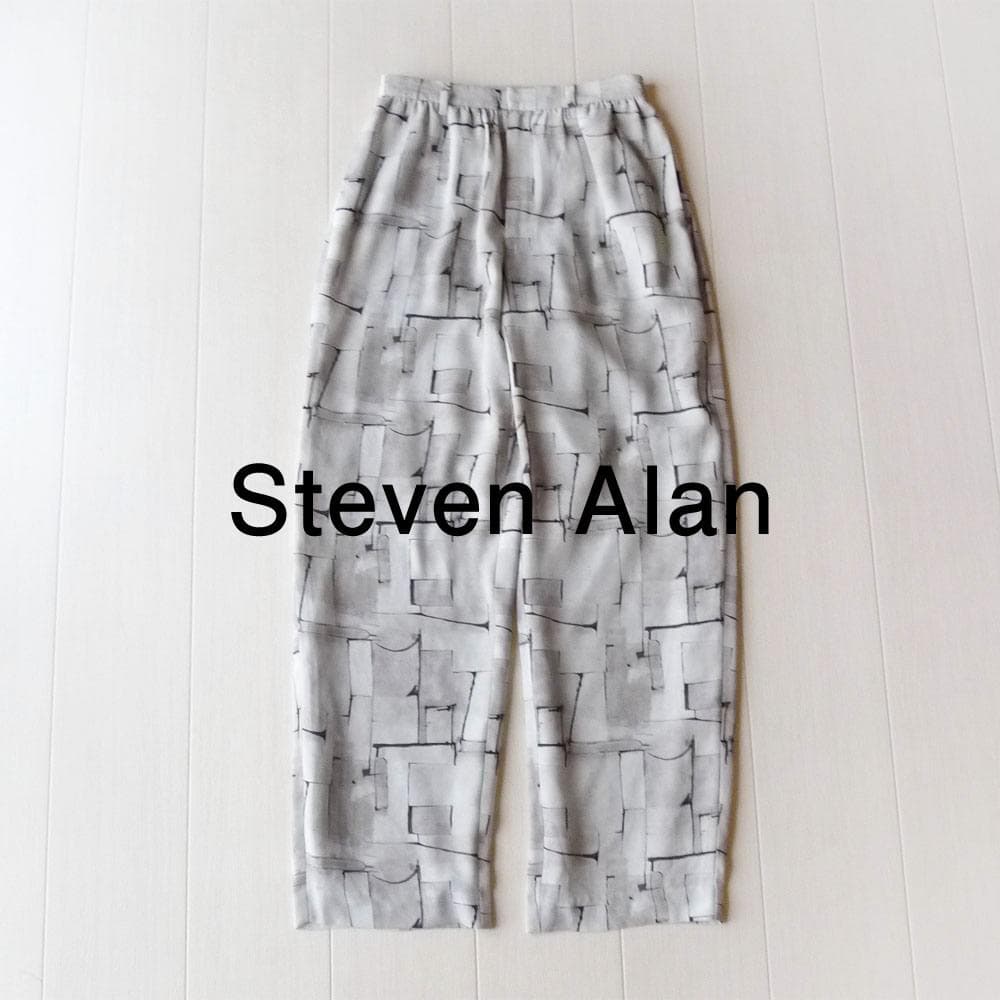 美品 スティーブンアラン 2,2万円 総柄パンツ グレー系 テーパードパンツ E