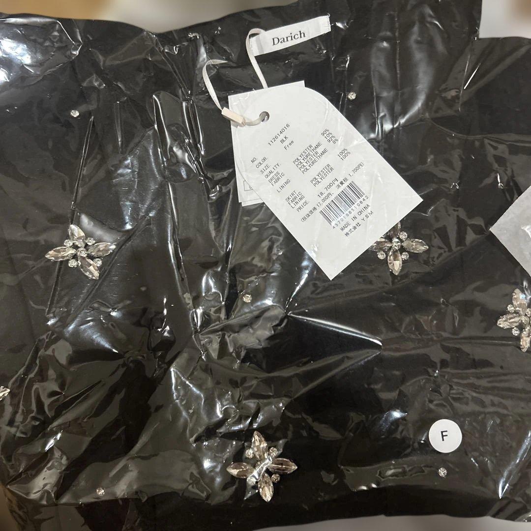 新品未開封 公式 ダーリッチ ビジューフレアバルーンミニドレス