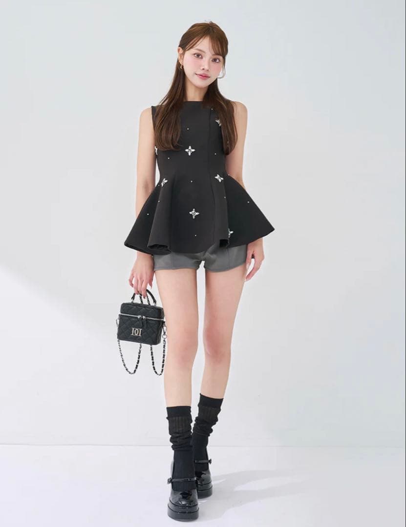 新品未開封 公式 ダーリッチ ビジューフレアバルーンミニドレス